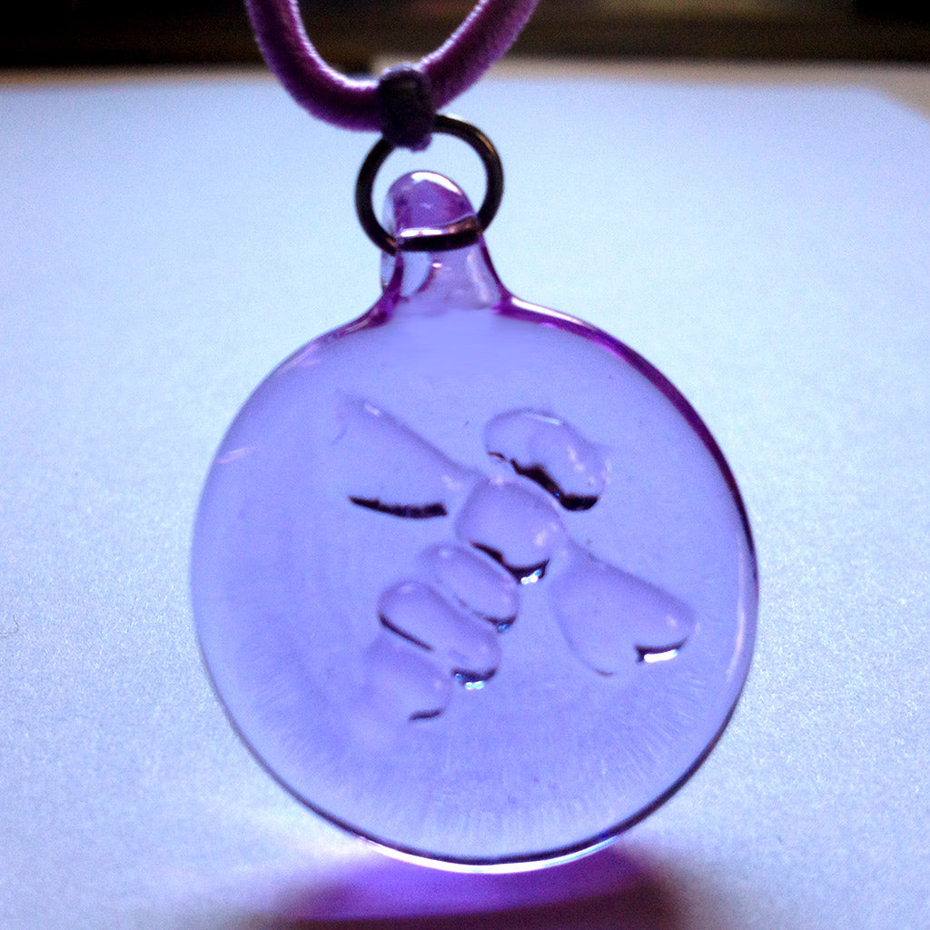 Glass Bee Pendant Gift - Purple Ice