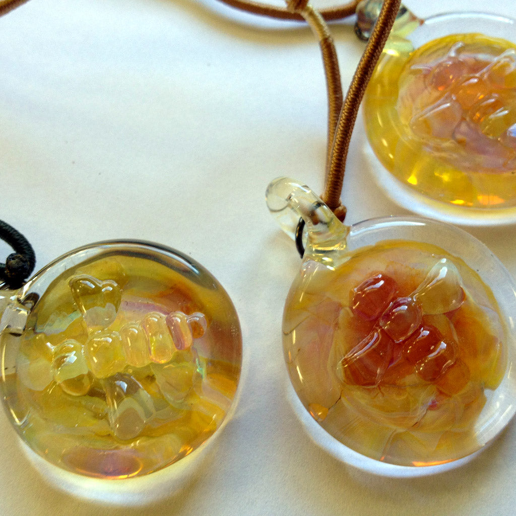 Glass Bee Pendant Beekeeping Gift 